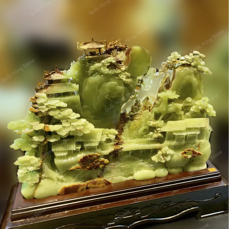 Tác Phẩm Chốn Bồng Lai Tiên Cảnh Ngọc Onyx Xanh - 58x42cm