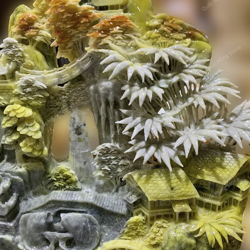 Tác Phẩm Phong Cảnh Hữu Tình Ngọc Serpentine 61x51cm