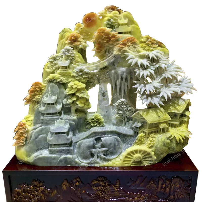 Tác Phẩm Phong Cảnh Hữu Tình Ngọc Serpentine 61x51cm