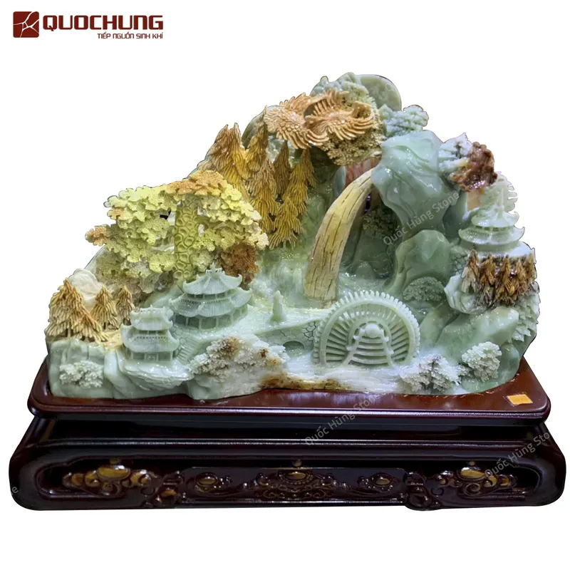 Tác Phẩm Phong Cảnh Hữu Tình Ngọc Serpentine - 50x35cm