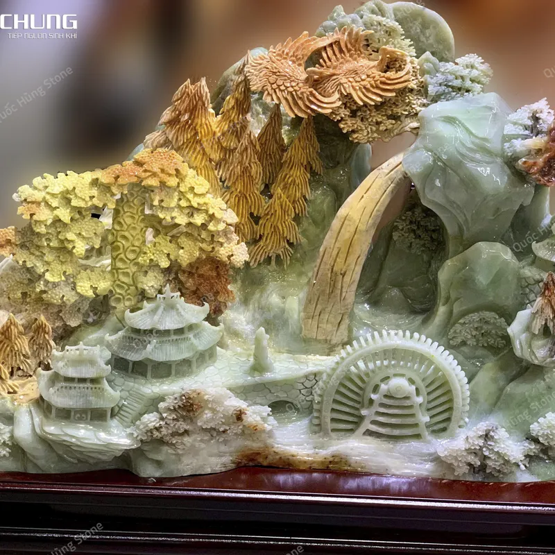 Tác Phẩm Phong Cảnh Hữu Tình Ngọc Serpentine - 50x35cm