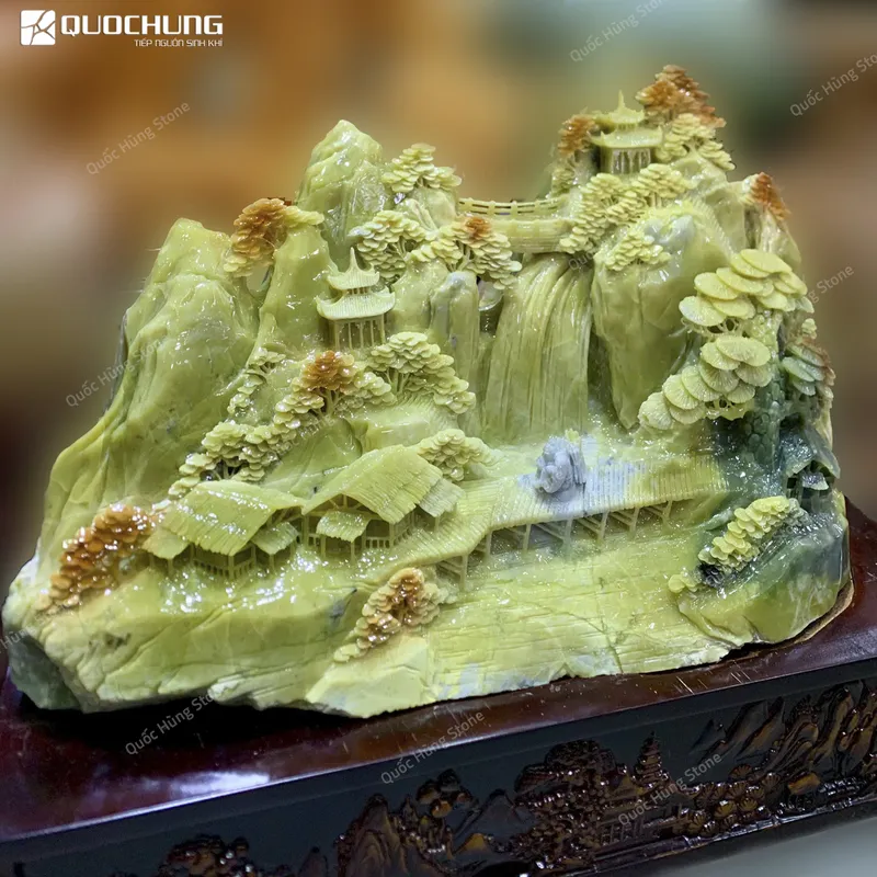 Tác Phẩm Phong Cảnh Hữu Tình Ngọc Serpentine - 56x40cm