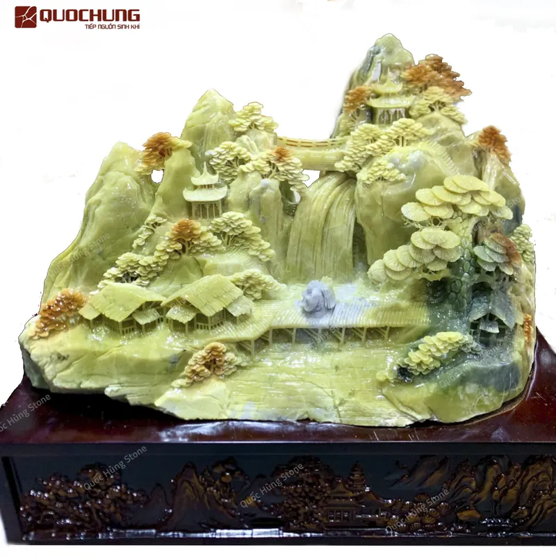 Tác Phẩm Phong Cảnh Hữu Tình Ngọc Serpentine - 56x40cm