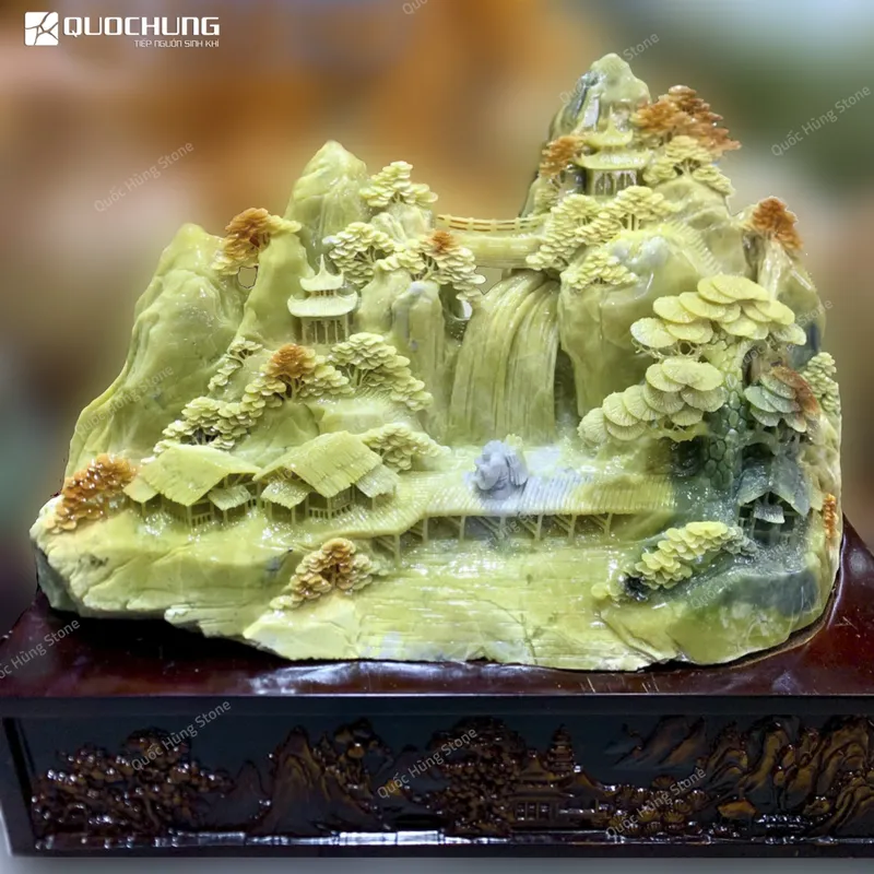 Tác Phẩm Phong Cảnh Hữu Tình Ngọc Serpentine - 56x40cm