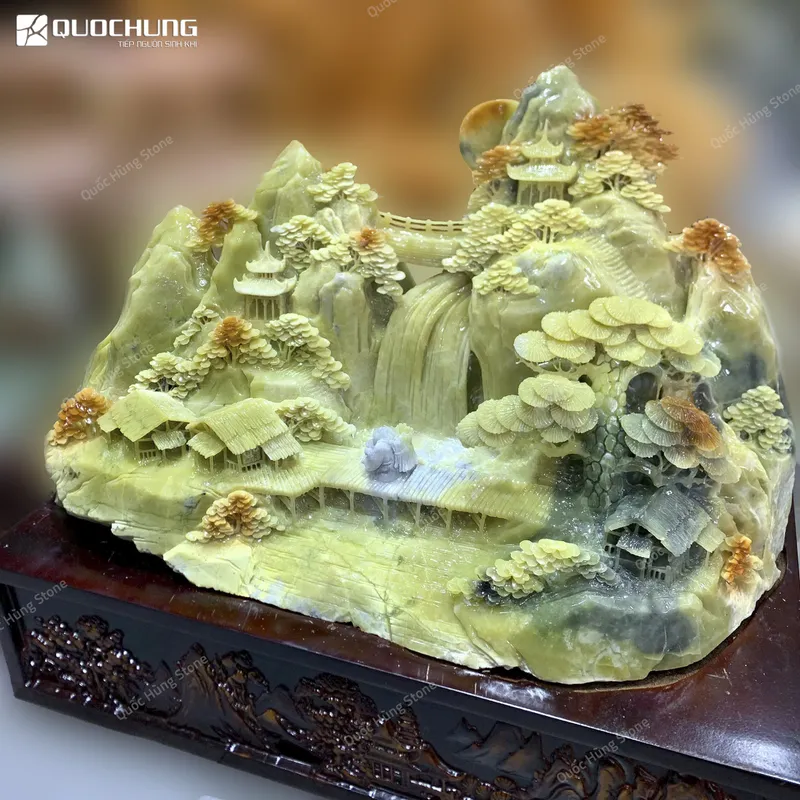 Tác Phẩm Phong Cảnh Hữu Tình Ngọc Serpentine - 56x40cm