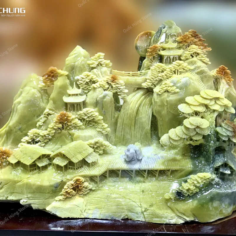 Tác Phẩm Phong Cảnh Hữu Tình Ngọc Serpentine - 56x40cm