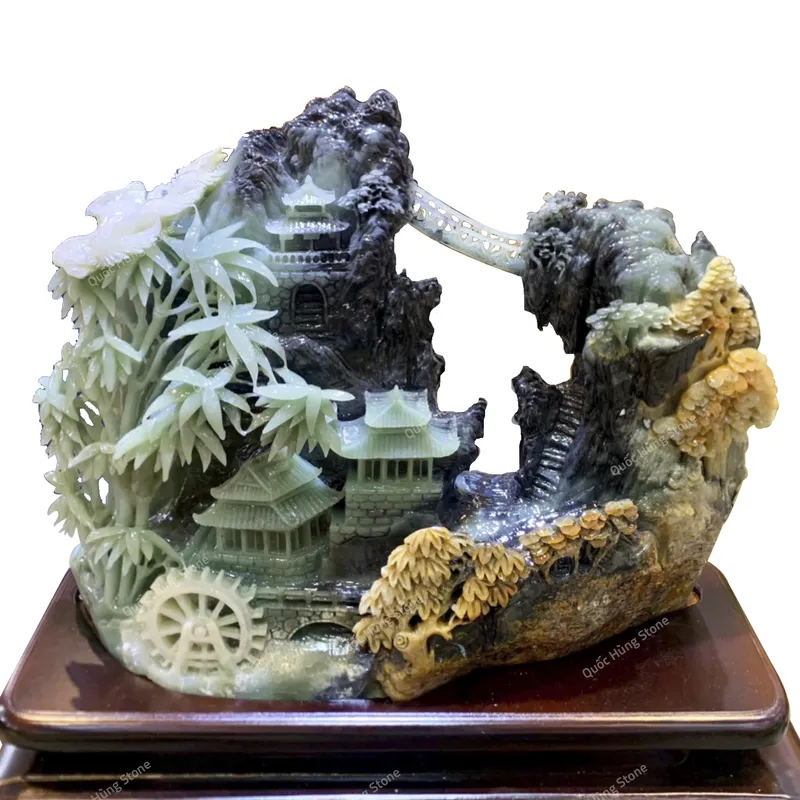 Tác Phẩm Phong Cảnh Hữu Tình Ngọc Serpentine - 40x31cm