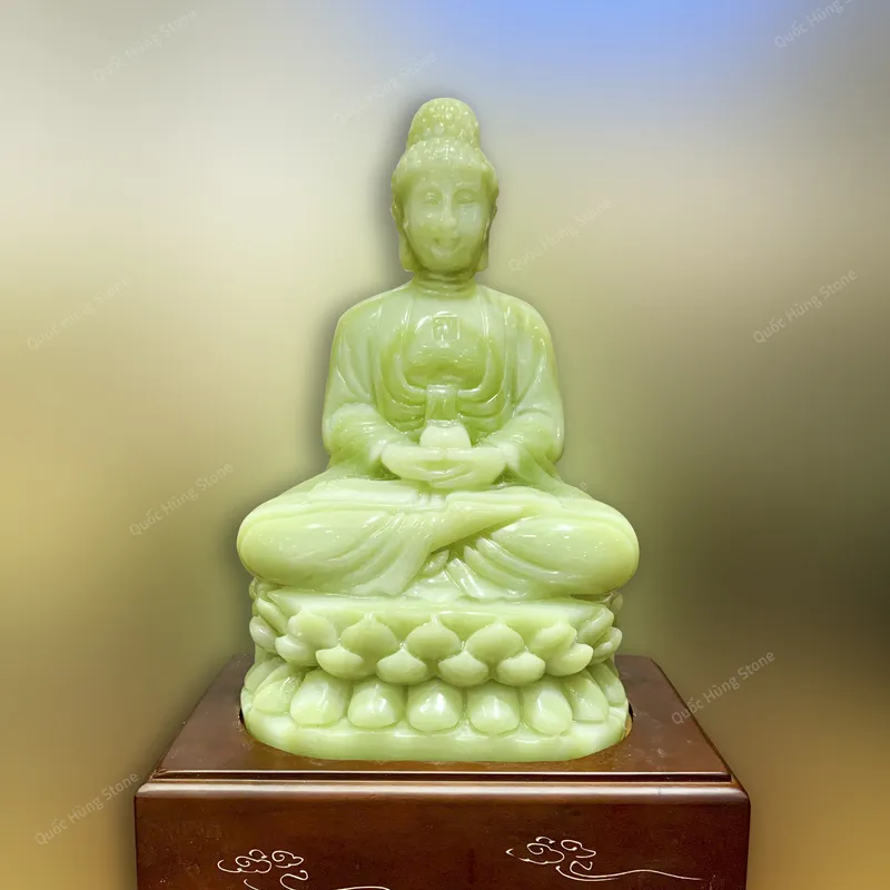 Tác Phẩm Tượng Phật Tổ A Dì Đà Ngọc Onyx Xanh