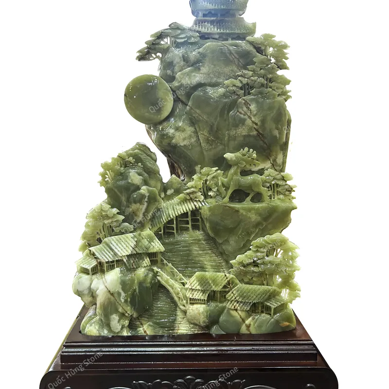 Tác Phẩm Bồng Lai Tiên Cảnh Ngọc Onyx Xanh - 62x40x10cm