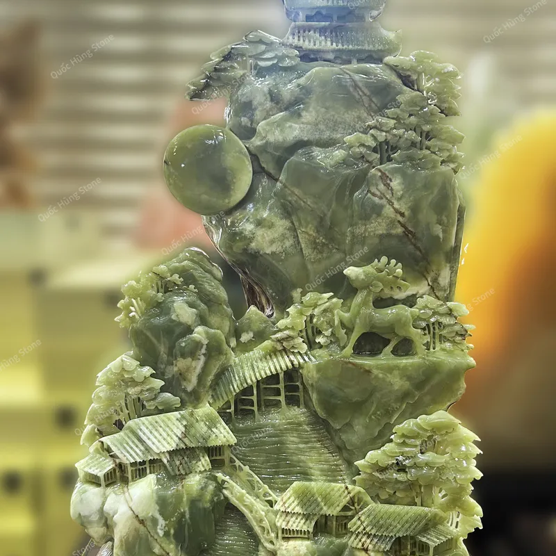 Tác Phẩm Bồng Lai Tiên Cảnh Ngọc Onyx Xanh - 62x40x10cm