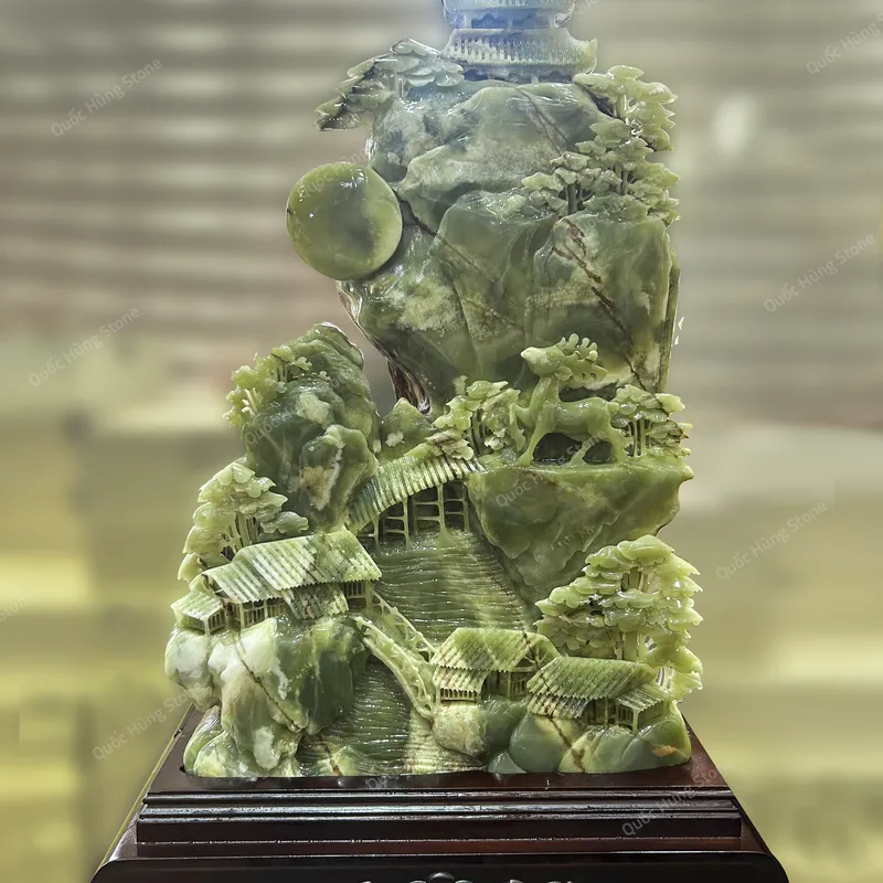 Tác Phẩm Bồng Lai Tiên Cảnh Ngọc Onyx Xanh - 62x40x10cm