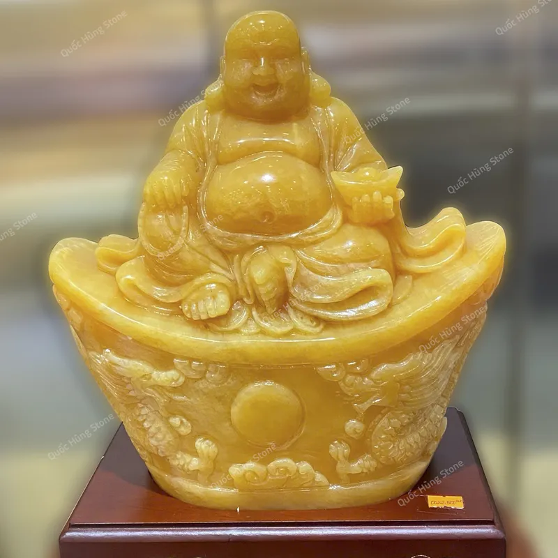 ThầnTài Di Lặc Ngọc Hoàng Long Ngồi Trên Đĩnh Kim Ngân