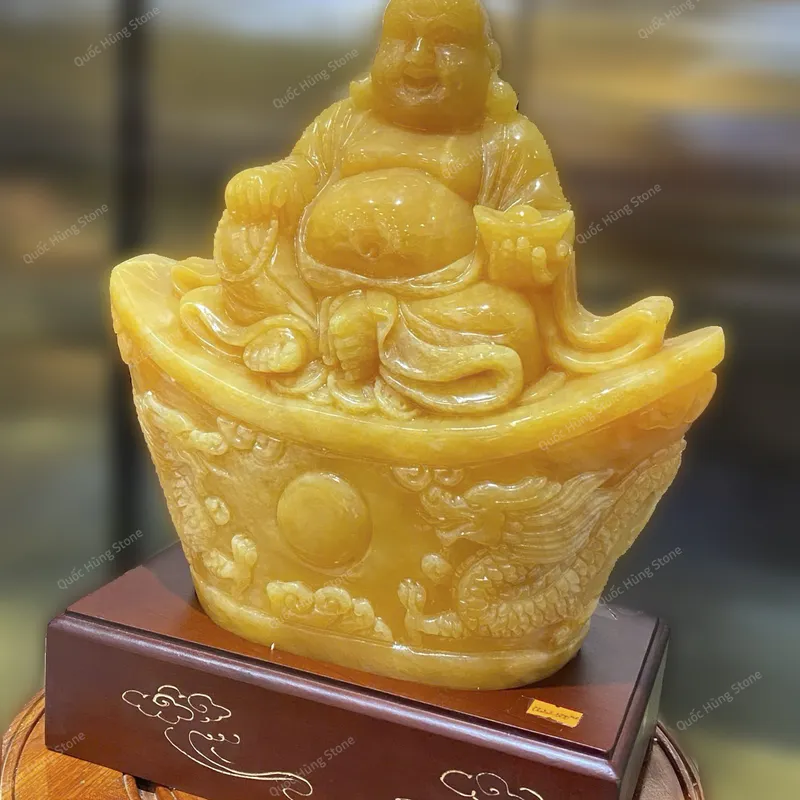 ThầnTài Di Lặc Ngọc Hoàng Long Ngồi Trên Đĩnh Kim Ngân