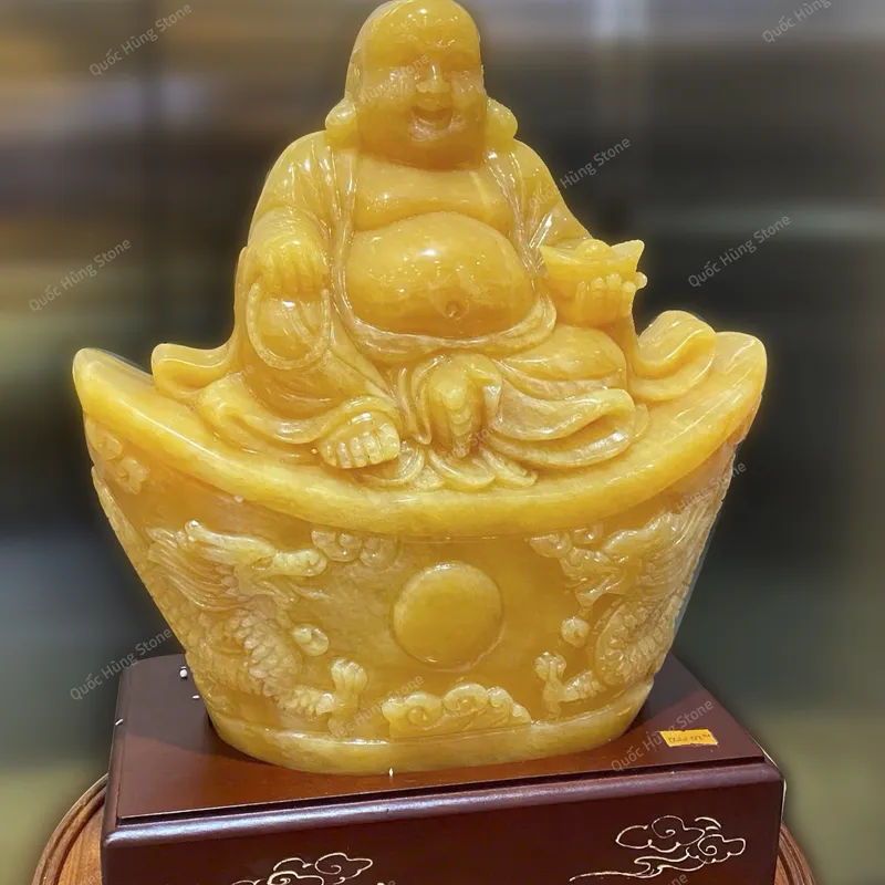 ThầnTài Di Lặc Ngọc Hoàng Long Ngồi Trên Đĩnh Kim Ngân