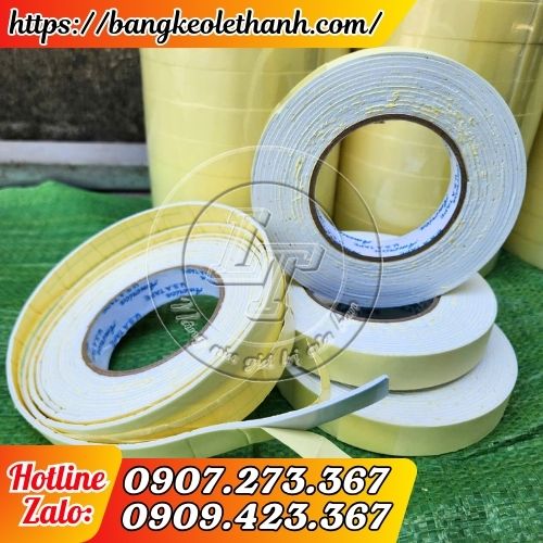 Băng keo mút xốp 2 mặt trắng vàng