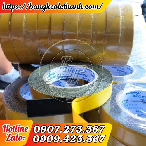 Băng keo mút xốp 2 mặt đen vàng