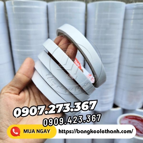 Băng keo 2 mặt trắng dầu 1f2