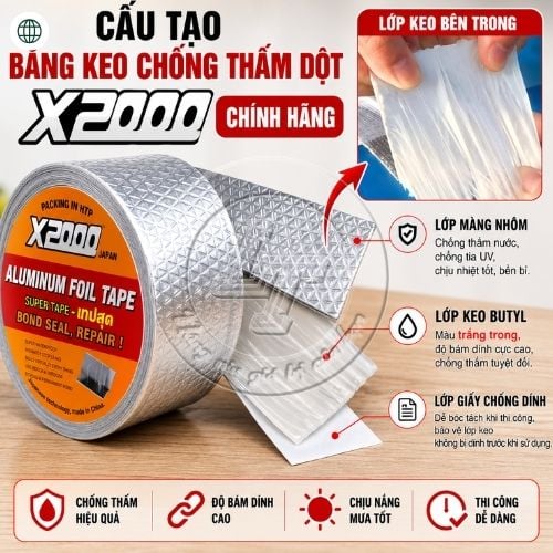 Cấu tạo băng keo chống thấm dột x2000