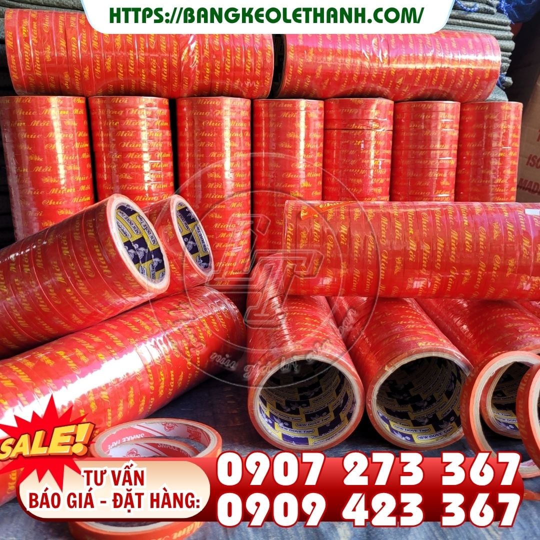 Băng keo chúc mừng năm mới 1.2cm dán hộp mứt tết cung cấp sỉ & lẻ toàn quốc