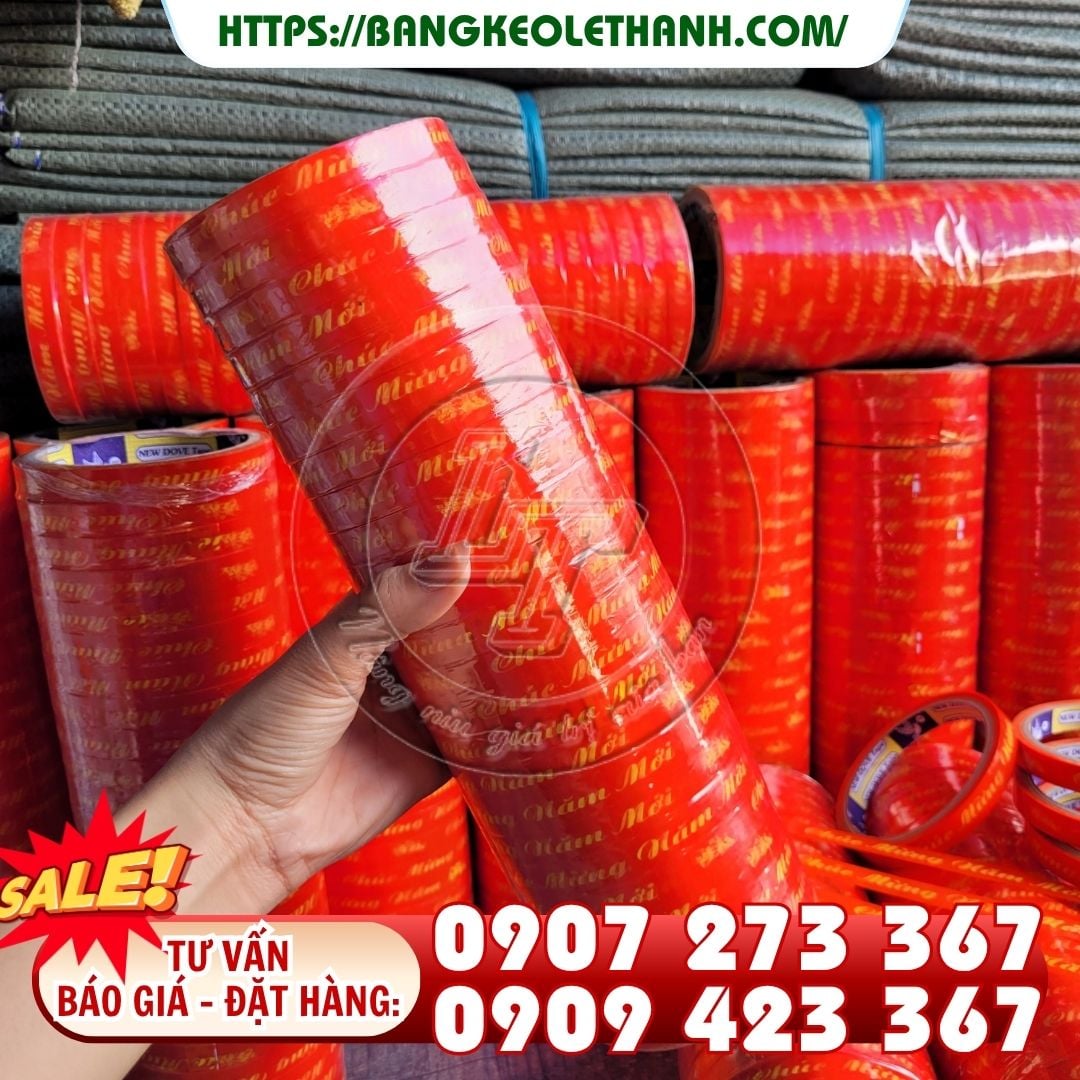 Băng keo chúc mừng năm mới 1.2cm cây 24 cuộn