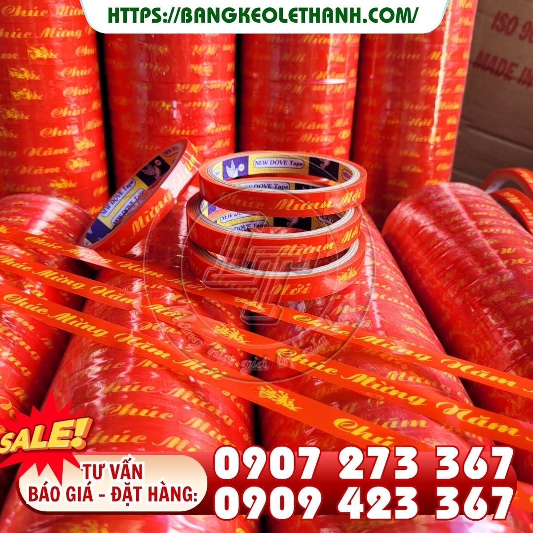 Băng keo chúc mừng năm mới 1.2cm chất lượng