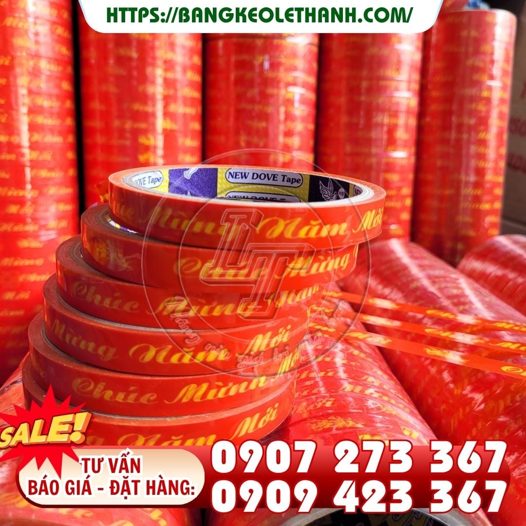 Băng keo chúc mừng năm mới 1.2cm đẹp, sắc nét