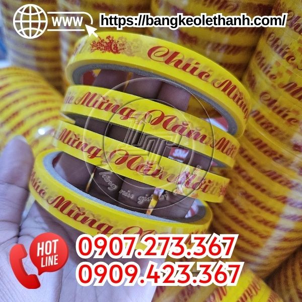 Băng keo chúc mừng năm mới nền vàng