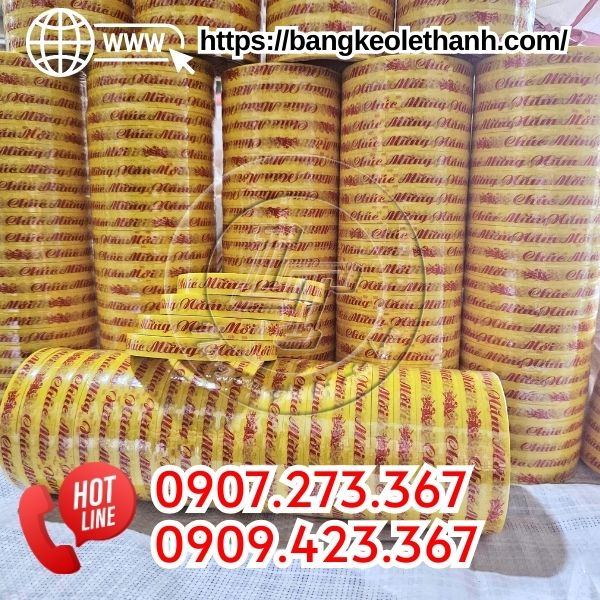 Băng keo chúc mừng năm mới nền vàng