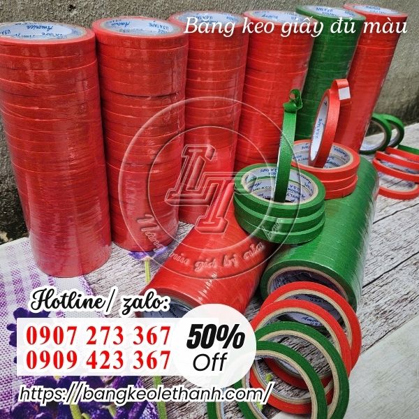 Băng keo giấy đủ màu giá rẻ