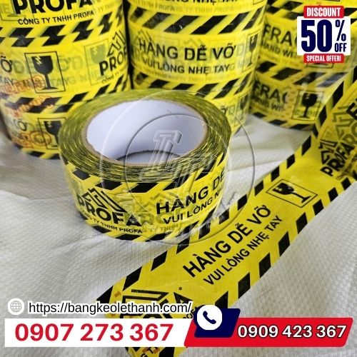 Băng keo hàng dễ vỡ xin nhẹ tay màu vàng