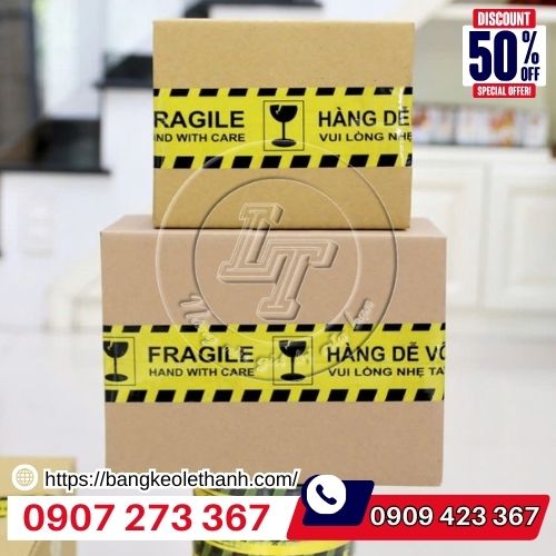 Băng keo hàng dễ vỡ xin nhẹ tay màu vàng