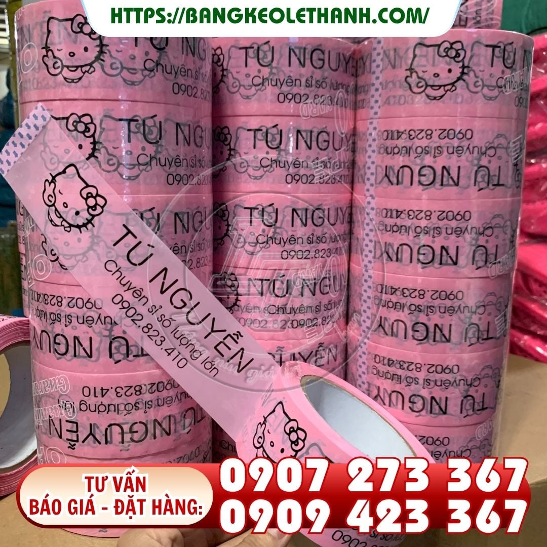Băng keo in logo, in chữ nền màu