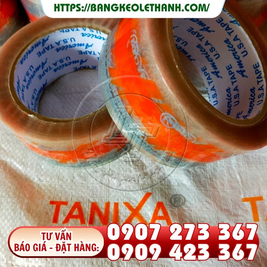 Băng keo in logo, in chữ trên nền trong + in 1 màu