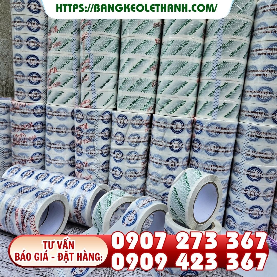 Băng keo in logo, in chữ giá sỉ độ dính 45-50 mic - Hàng bao đổi trả