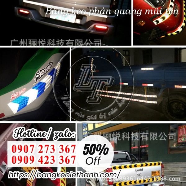 Băng keo phản quang mũi tên phản chiếu ánh sáng tốt