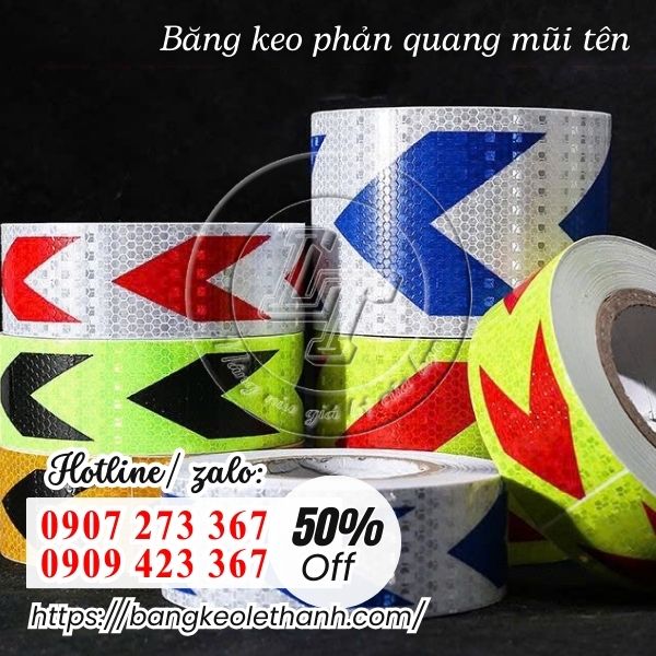 Băng keo phản quang mũi tên đủ màu