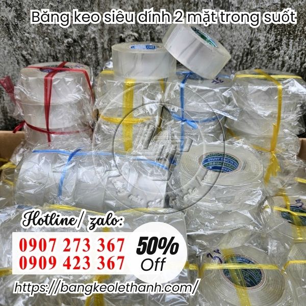 Băng keo siêu dính 2 mặt trong suốt chất lượng