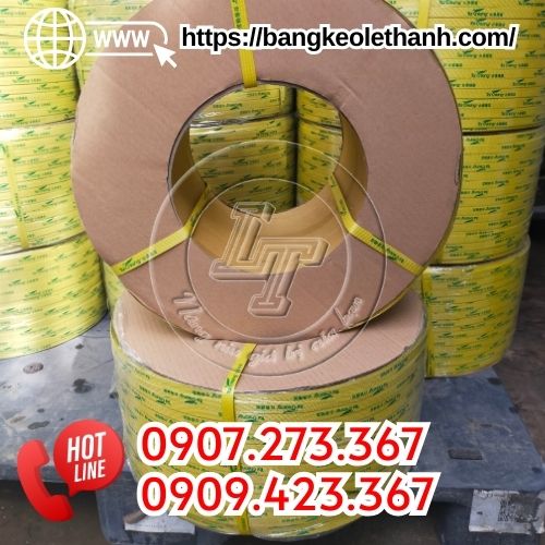 Dây đai nhựa in logo màu vàng