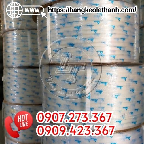 Dây đai nhựa in logo nền trắng