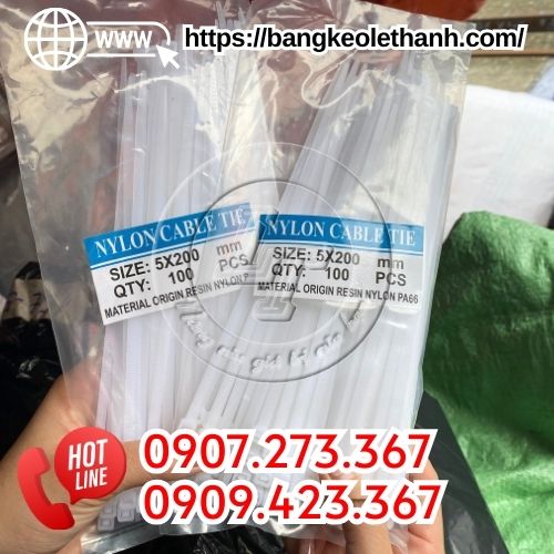Dây rút nhựa màu trắng 20cm