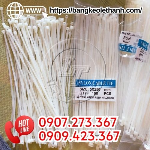 Dây rút nhựa màu trắng 25cm