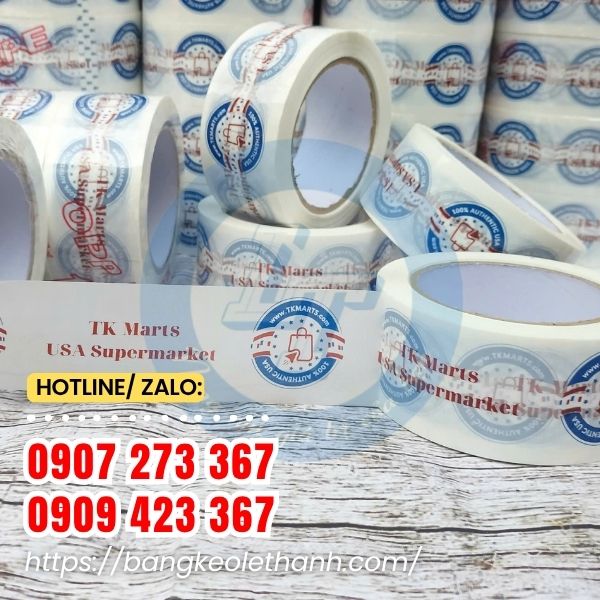 Băng keo in logo 2 màu trên nền màu
