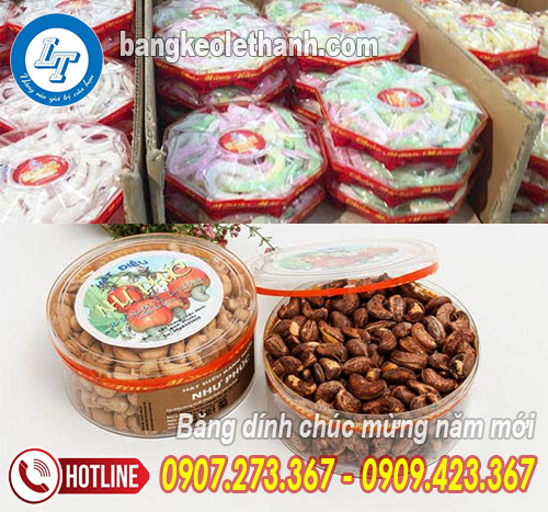 Băng dính chúc mừng năm mới dán hộp quà