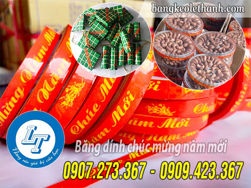 Băng dính chúc mừng năm mới dán hộp bánh mứt