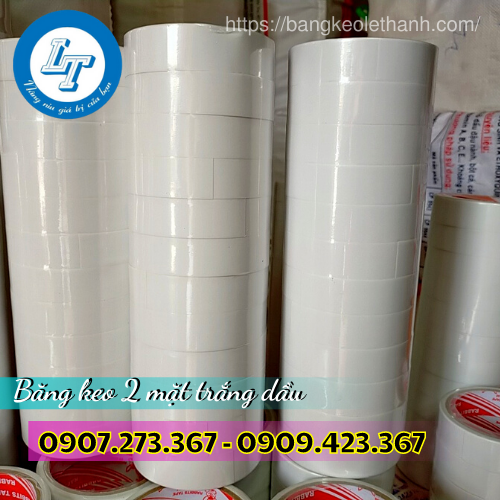 Băng keo 2 mặt trắng dầu