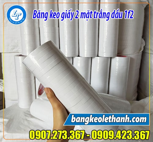 Băng keo 2 mặt trắng dầu 1f2