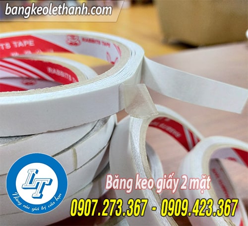 Băng keo giấy 2 mặt màu trắng 1f2
