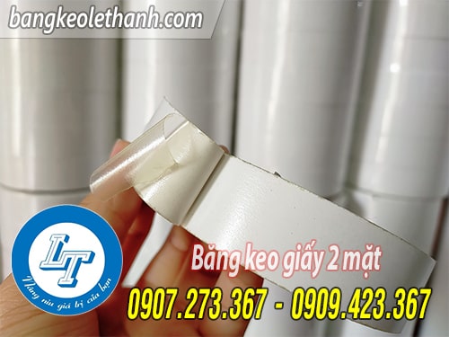 Băng keo giấy 2 mặt màu trắng 2f4