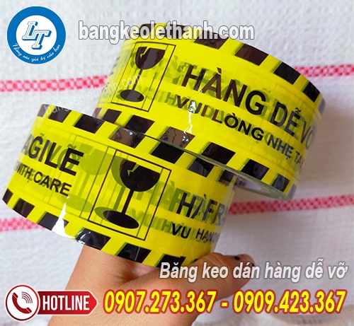 Băng keo hàng dễ vỡ nền vàng Băng keo hàng dễ vỡ nền vàng