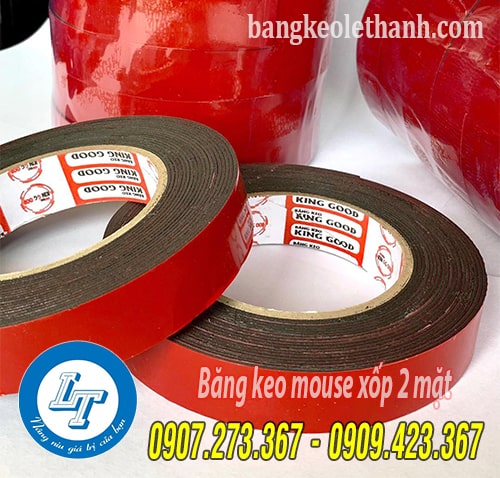 Băng keo mouse xốp 2 mặt đỏ đen